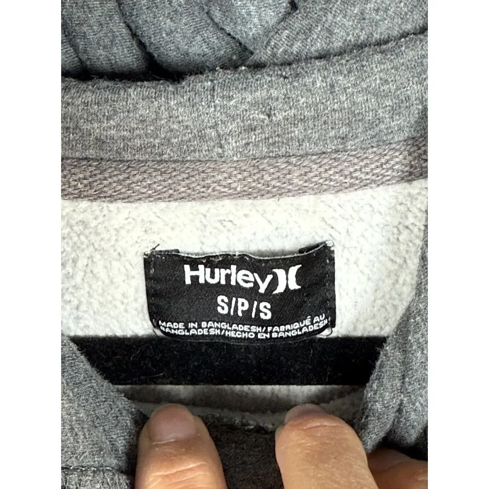 Hurley Hoodie Sweatshirt Mens S Gray Pullover Varsity‎ Stripes Streewtwear